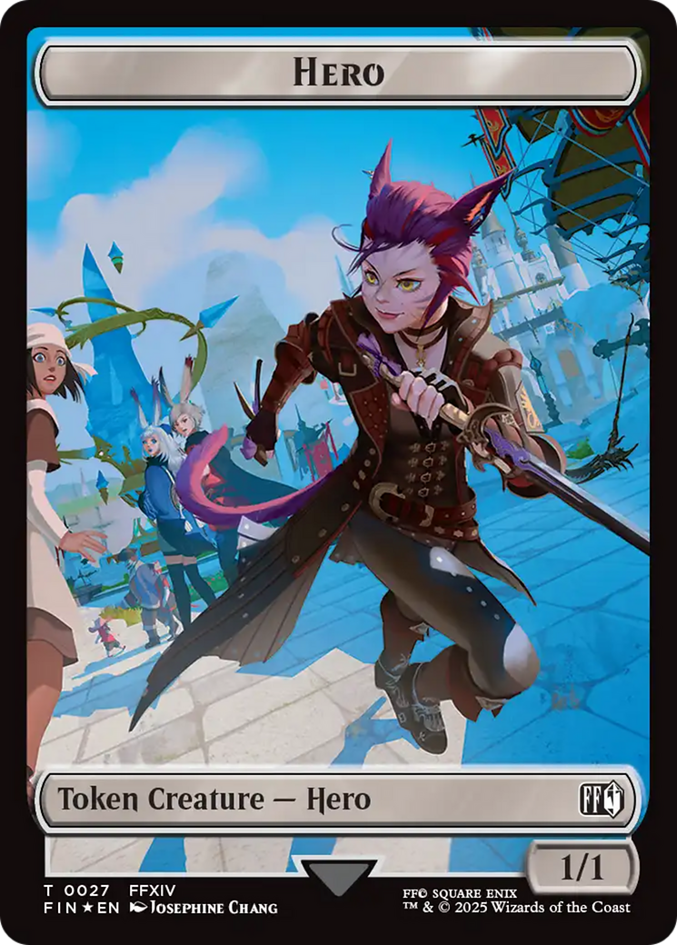 Spirit // Hero (0027) Double-Sided Token (Surge Foil) [FINAL FANTASY Commander Tokens] | Exor Games Truro