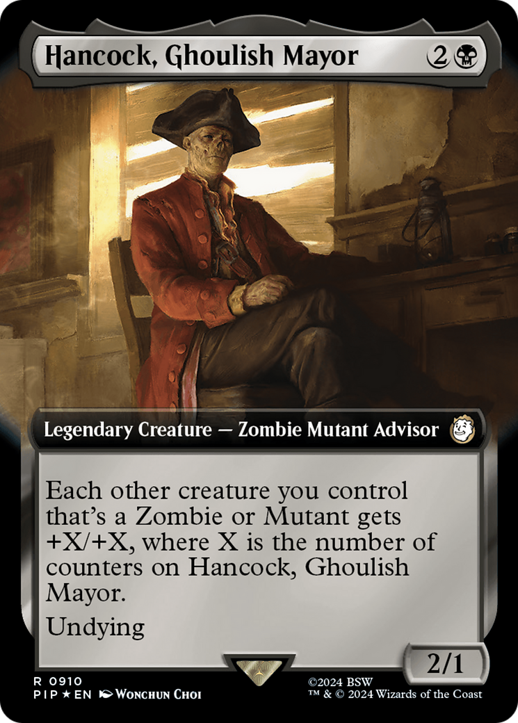Hancock, Ghoulish Mayor (Extended Art) (Surge Foil) [Fallout] | Exor Games Truro