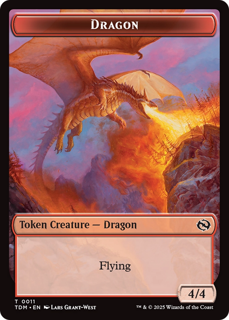 Dragon (0011) // Warrior Double-Sided Token [Tarkir: Dragonstorm Tokens] | Exor Games Truro