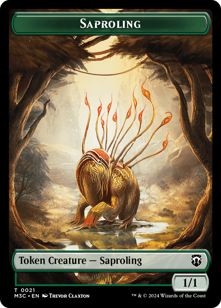 Tarmogoyf (Ripple Foil) // Saproling Double-Sided Token [Modern Horizons 3 Commander Tokens] | Exor Games Truro