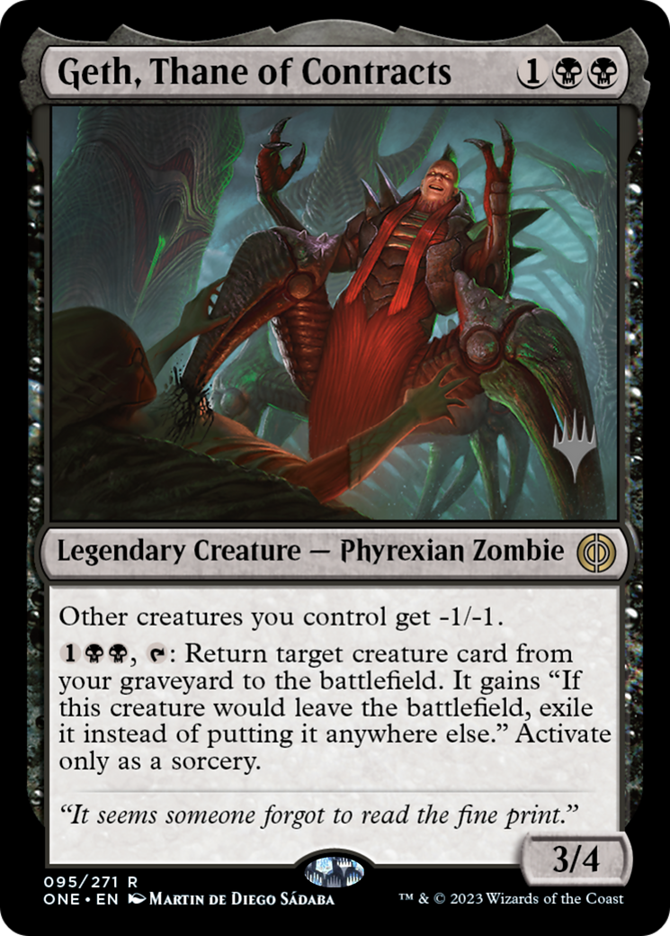Geth, Thane of Contracts (Promo Pack) [Phyrexia: All Will Be One Promos] | Exor Games Truro