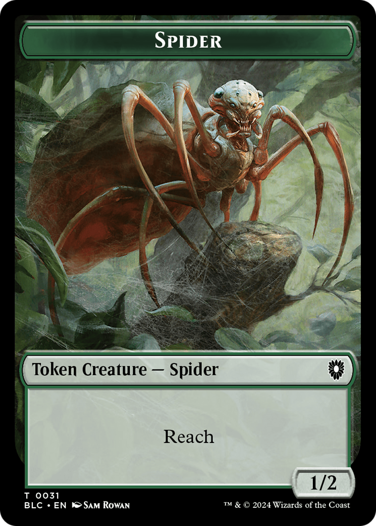 Spider // Blood Double-Sided Token [Bloomburrow Commander Tokens] | Exor Games Truro