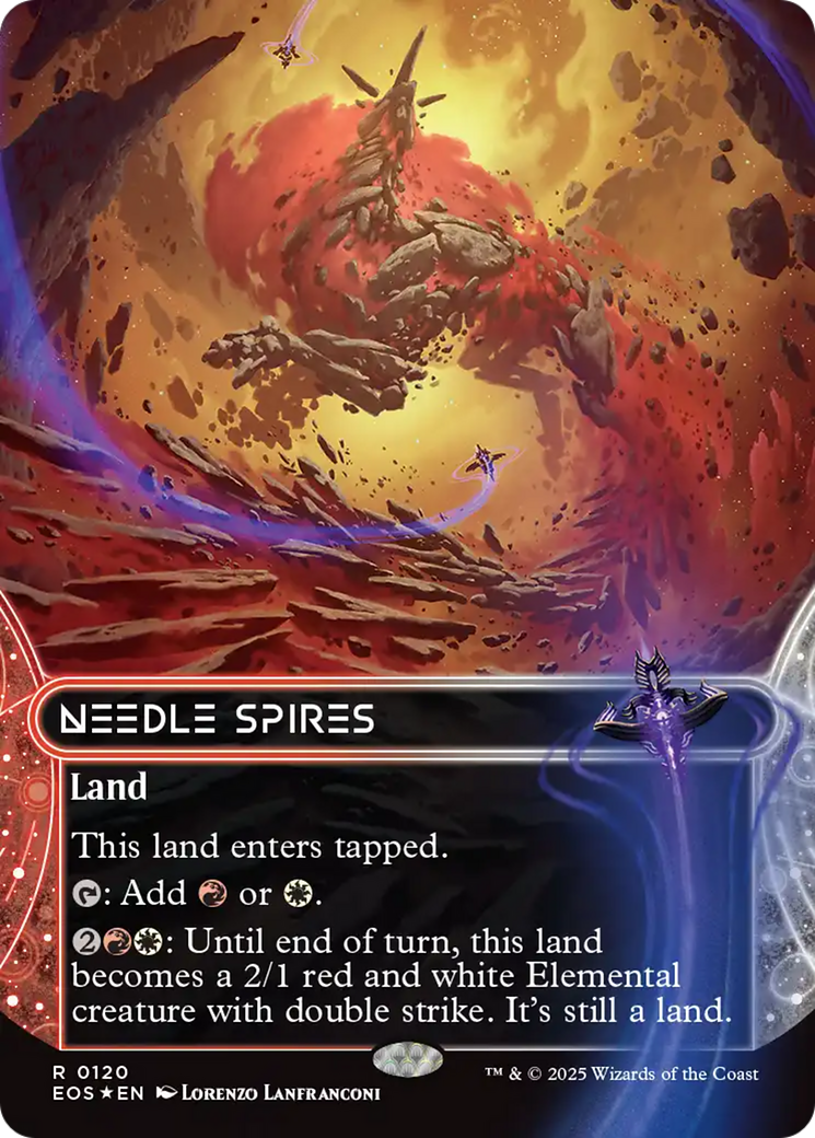 Needle Spires (0120) (Borderless) (Galaxy Foil) [Edge of Eternities: Stellar Sights] | Exor Games Truro