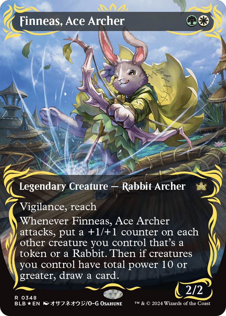 Finneas, Ace Archer (Borderless) (Raised Foil) [Bloomburrow] | Exor Games Truro