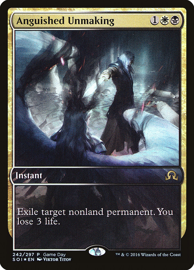 Anguished Unmaking (Game Day) (Full Art) [Shadows over Innistrad Promos] | Exor Games Truro