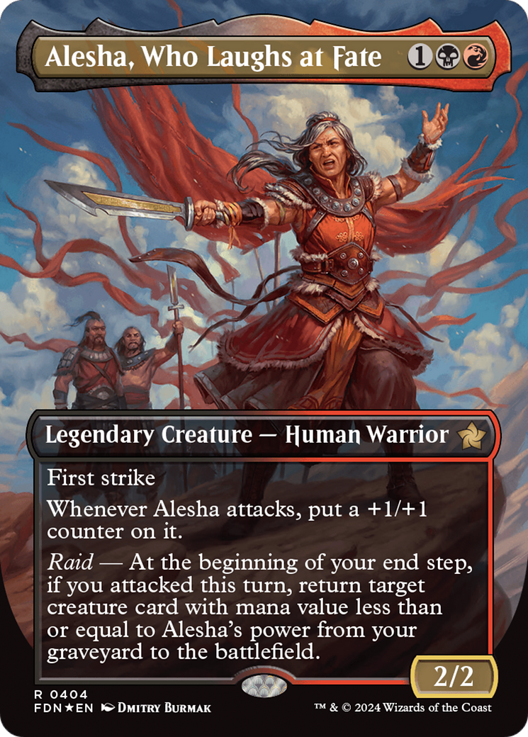 Alesha, Who Laughs at Fate (Borderless) (Mana Foil) [Foundations] | Exor Games Truro