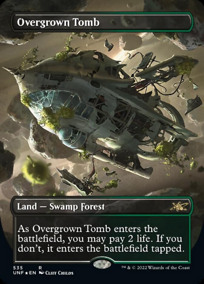 Overgrown Tomb (Borderless) (Galaxy Foil) [Unfinity] | Exor Games Truro