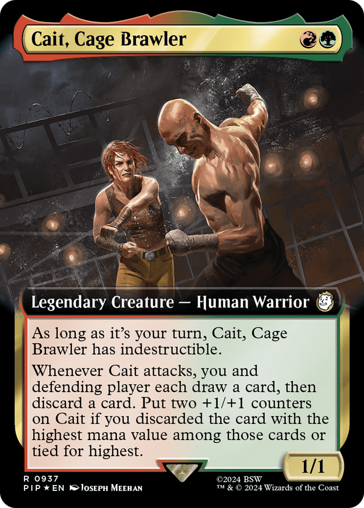Cait, Cage Brawler (Extended Art) (Surge Foil) [Fallout] | Exor Games Truro
