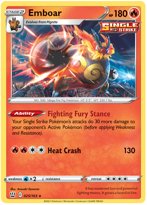 Emboar (025/163) [Sword & Shield: Battle Styles] | Exor Games Truro