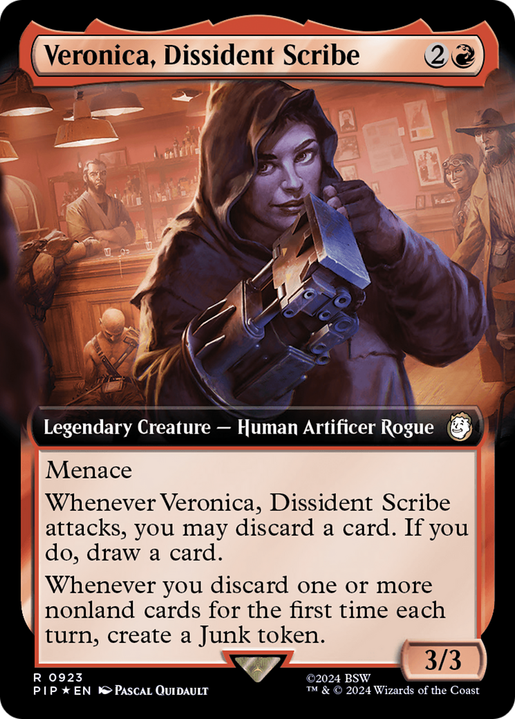 Veronica, Dissident Scribe (Extended Art) (Surge Foil) [Fallout] | Exor Games Truro