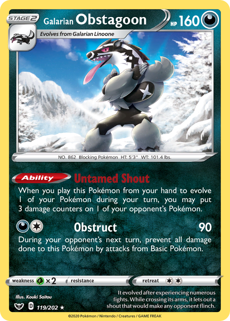 Galarian Obstagoon (119/202) [Sword & Shield: Base Set] | Exor Games Truro