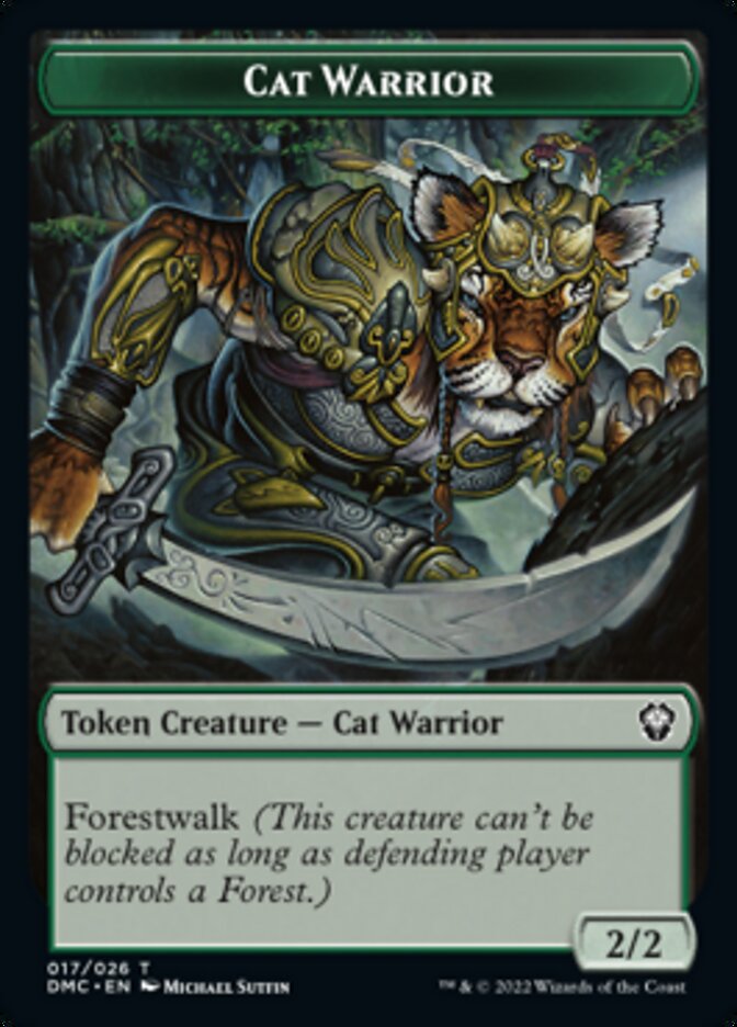 Saproling // Cat Warrior Double-Sided Token [Dominaria United Tokens] | Exor Games Truro