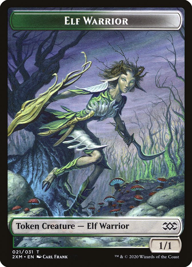 Golem // Elf Warrior Double-Sided Token [Double Masters Tokens] | Exor Games Truro