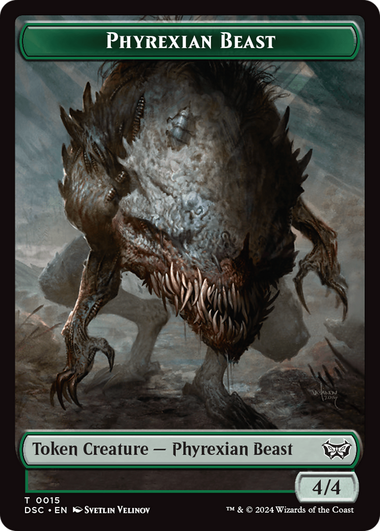 Phyrexian Beast //Manifest Double-Sided Token [Duskmourn: House of Horror Commander Tokens] | Exor Games Truro