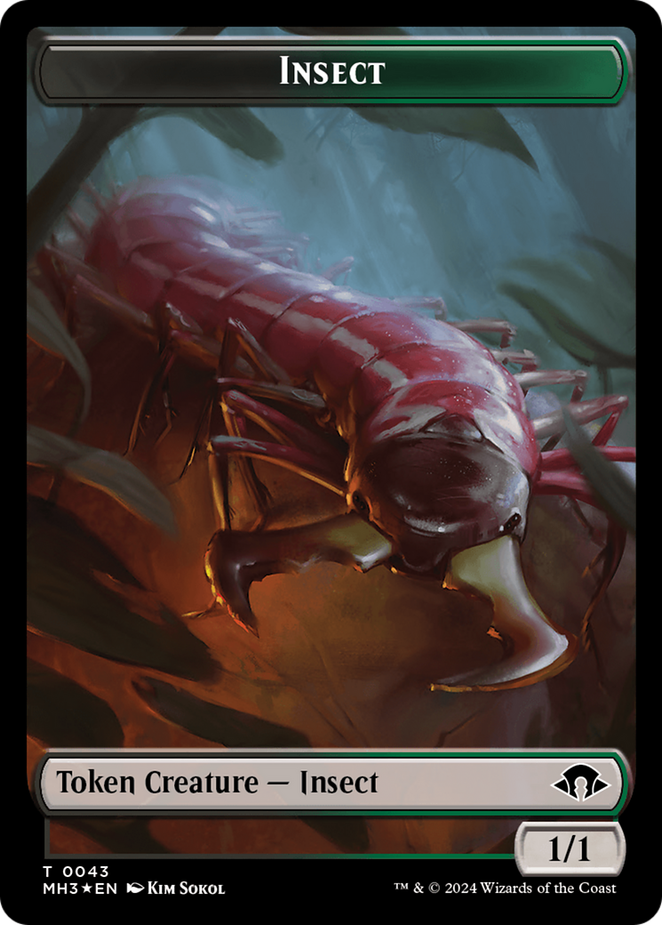 Insect (0043) (Ripple Foil) // Zombie Double-Sided Token [Modern Horizons 3 Tokens] | Exor Games Truro