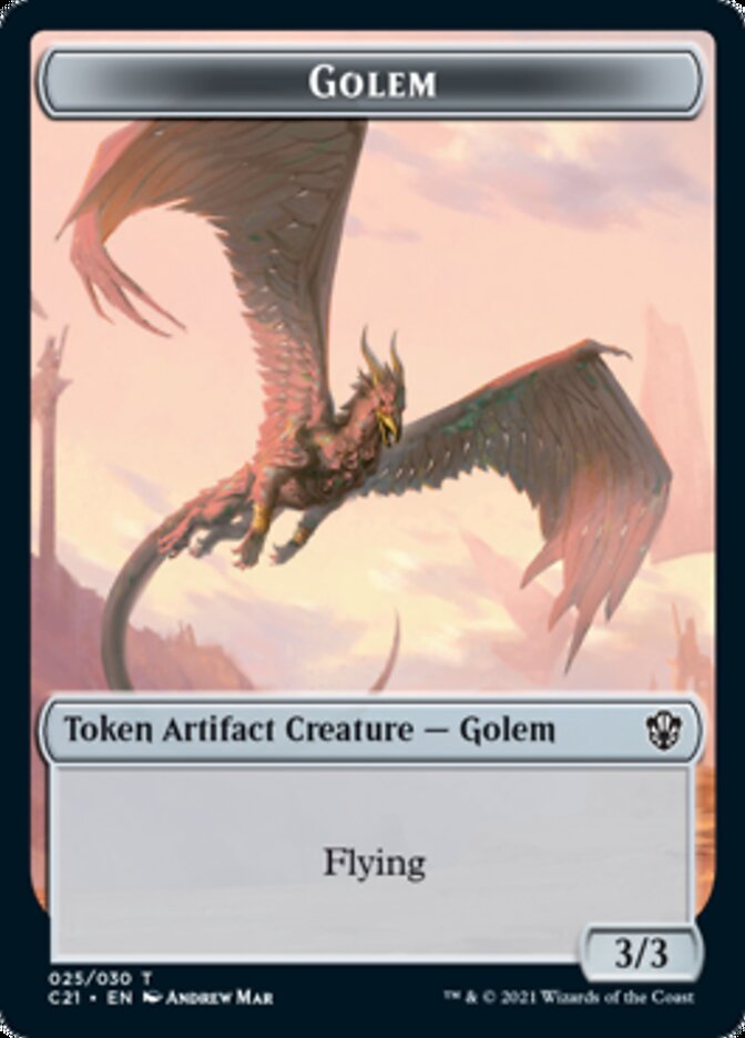 Golem (025) // Thopter Double-Sided Token [Commander 2021 Tokens] | Exor Games Truro