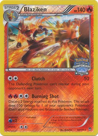 Blaziken (14/111) (National Championship Promo) [XY: Furious Fists] | Exor Games Truro