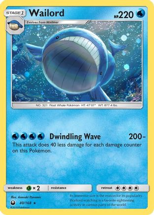 Wailord (40/168) (Cosmos Holo) [Sun & Moon: Celestial Storm] | Exor Games Truro