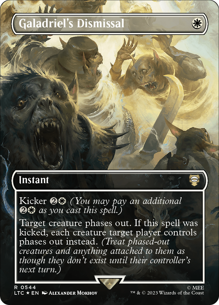 Galadriel's Dismissal (Borderless) (Surge Foil) [The Lord of the Rings: Tales of Middle-Earth Commander] | Exor Games Truro