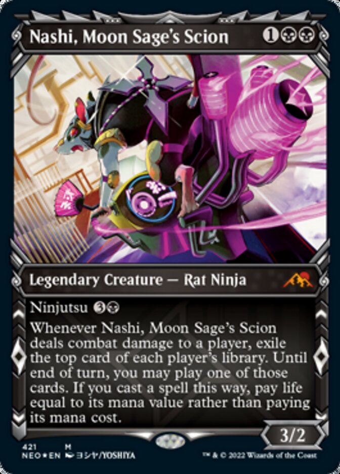 Nashi, Moon Sage's Scion (Showcase) (Foil Etched) [Kamigawa: Neon Dynasty] | Exor Games Truro