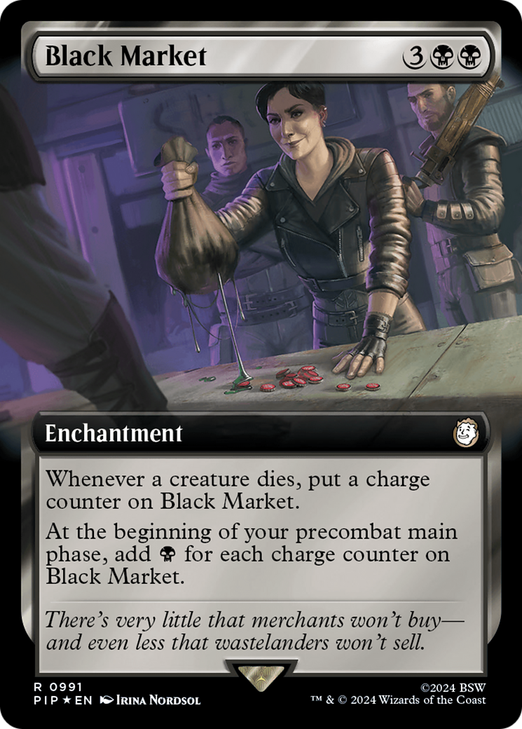 Black Market (Extended Art) (Surge Foil) [Fallout] | Exor Games Truro