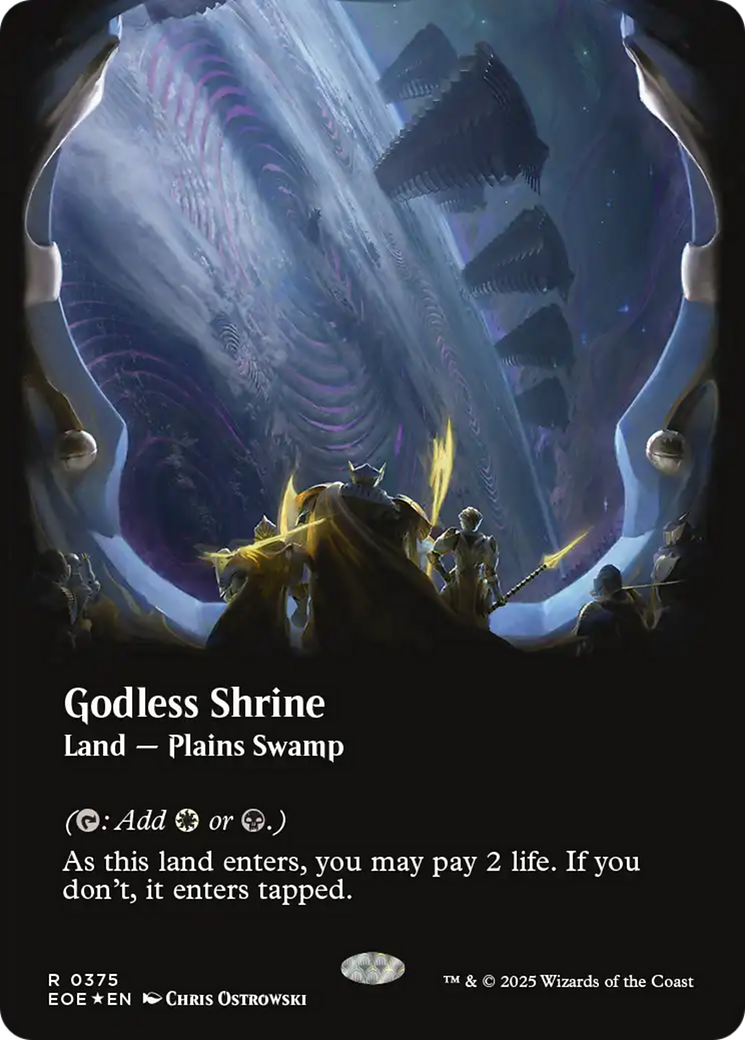 Godless Shrine (Borderless) (Galaxy Foil) [Edge of Eternities] | Exor Games Truro