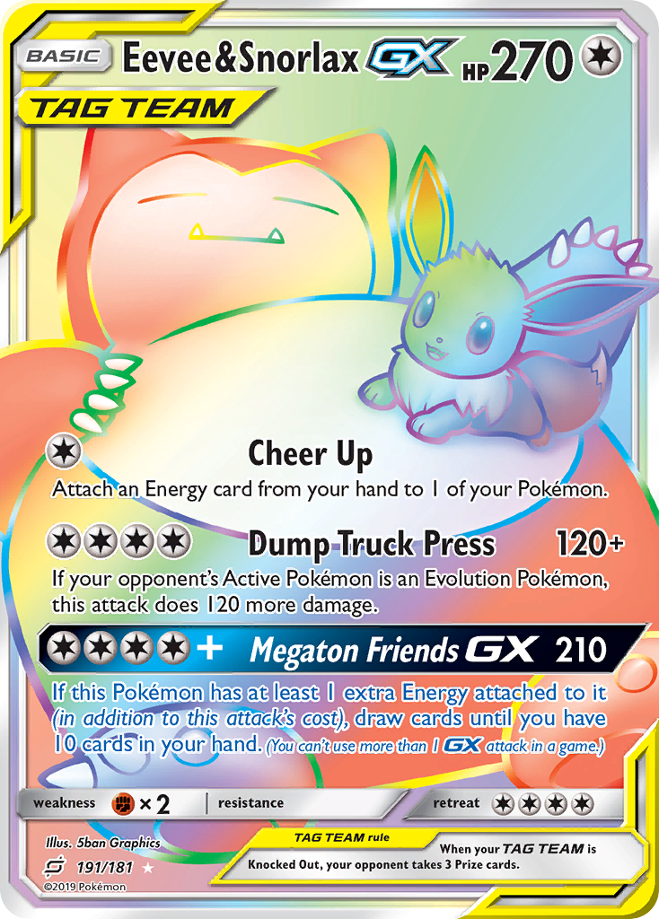 Eevee & Snorlax GX (191/181) [Sun & Moon: Team Up] | Exor Games Truro