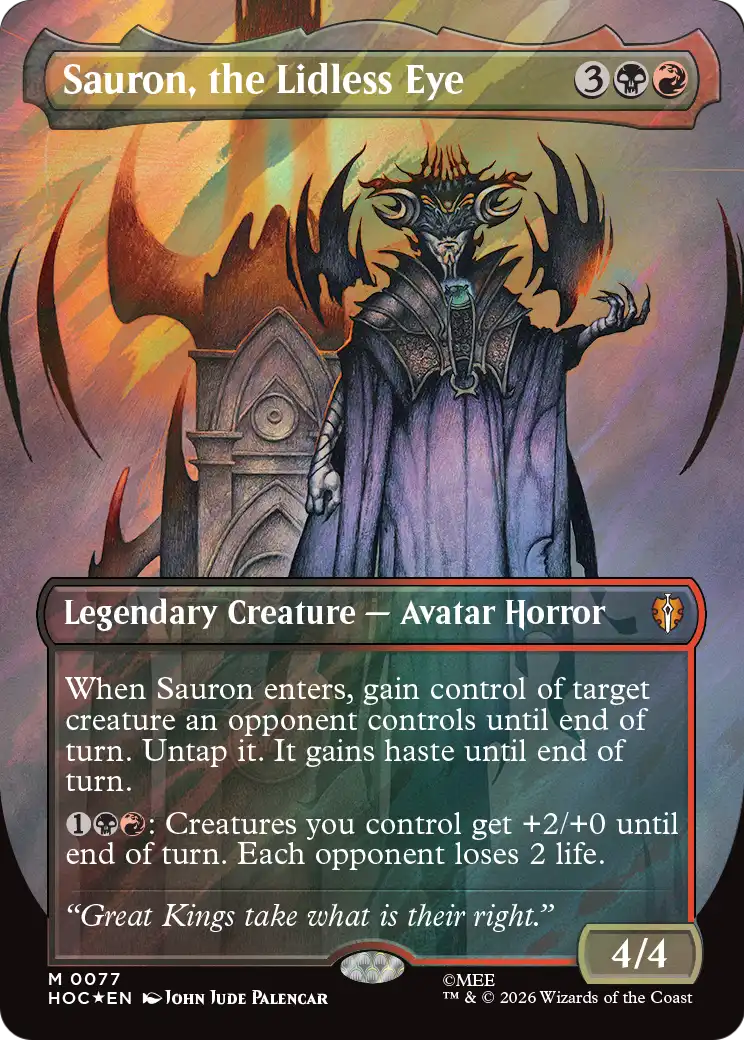 Sauron, the Lidless Eye (Borderless) (Surge Foil) [The Hobbit: Eternal-Legal] | Exor Games Truro