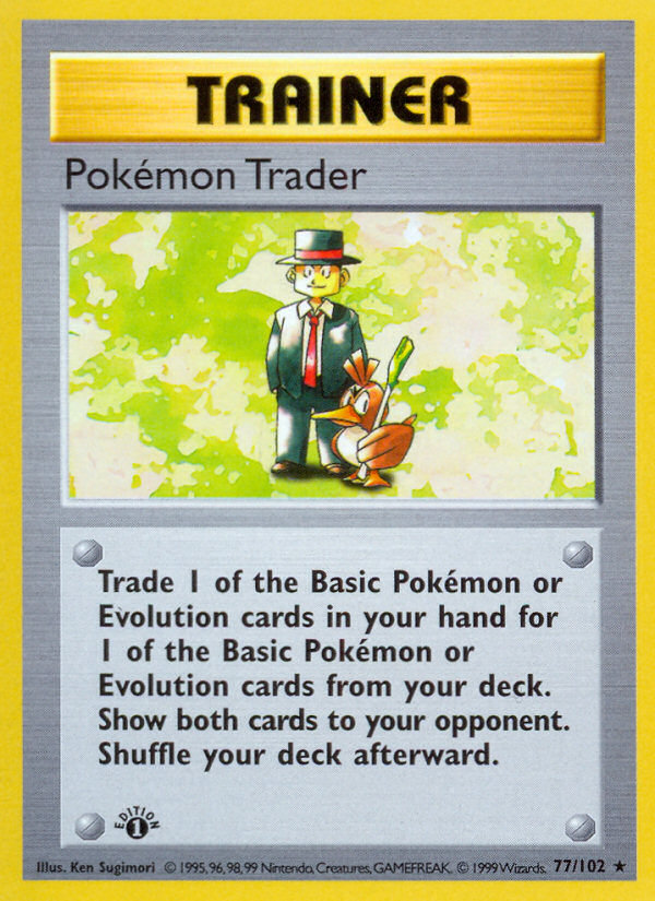 Pokemon Trader (77/102) (Shadowless) [Base Set 1st Edition] | Exor Games Truro