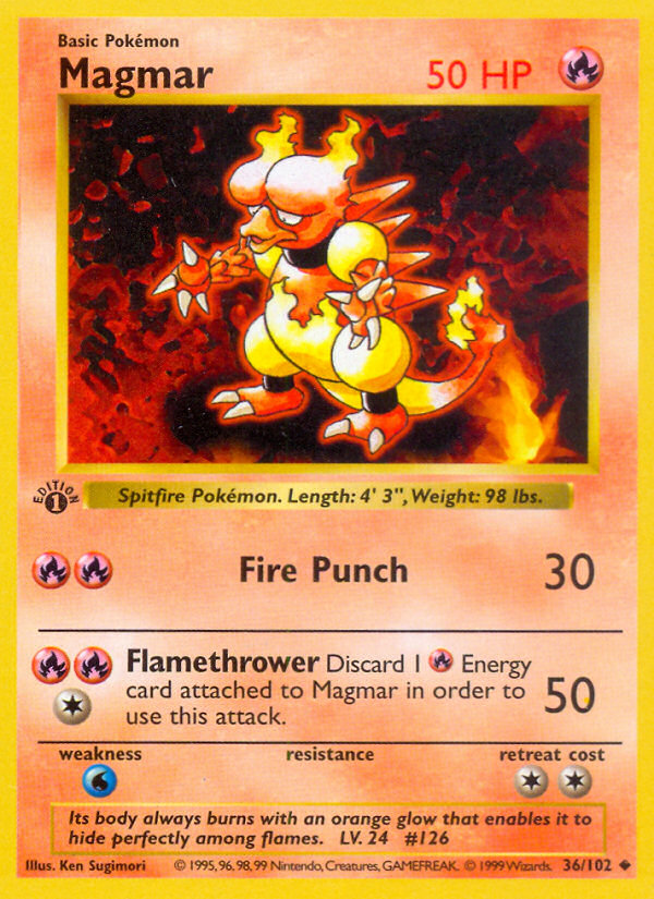 Magmar (36/102) (Shadowless) [Base Set 1st Edition] | Exor Games Truro
