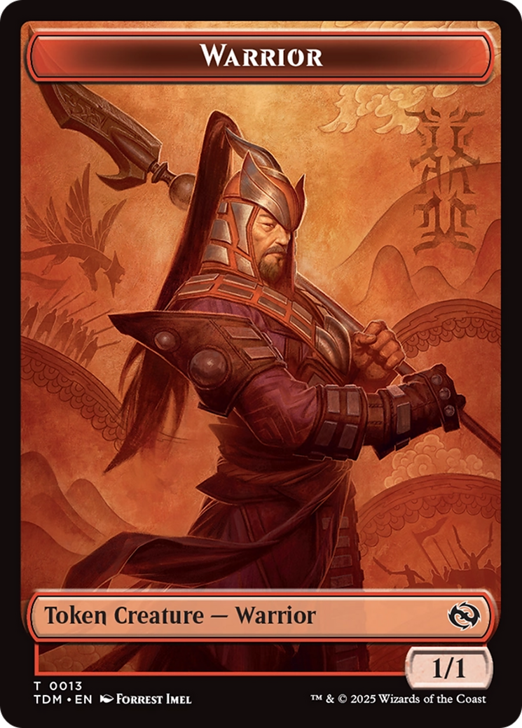 Dragon (0011) // Warrior Double-Sided Token [Tarkir: Dragonstorm Tokens] | Exor Games Truro