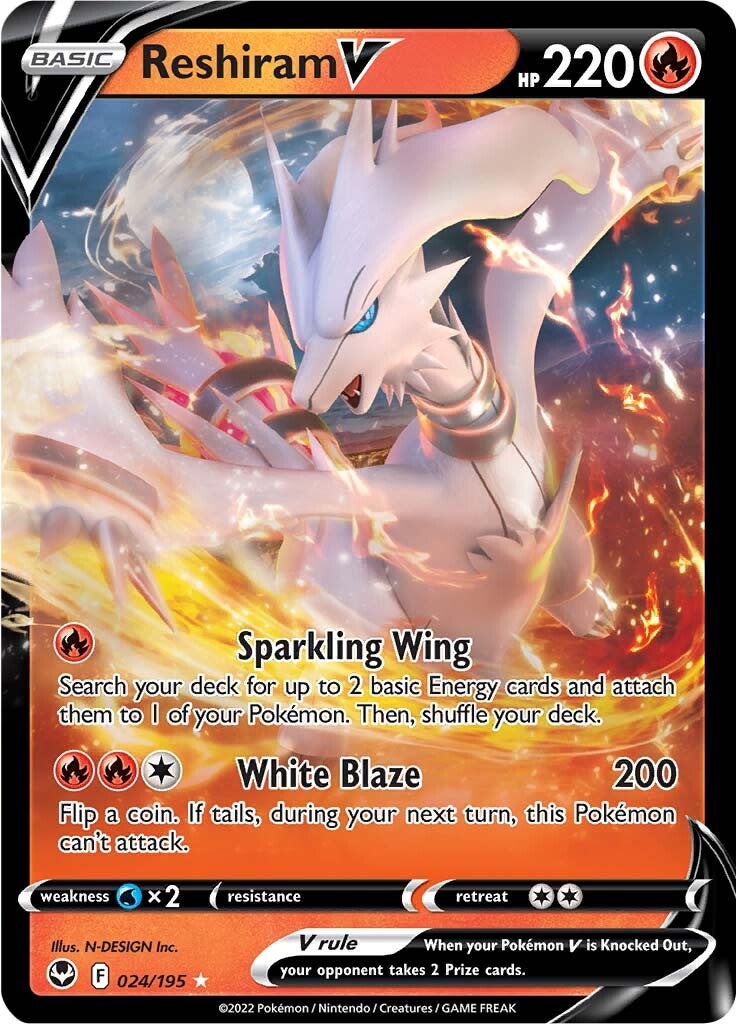 Reshiram V (024/195) [Sword & Shield: Silver Tempest] | Exor Games Truro