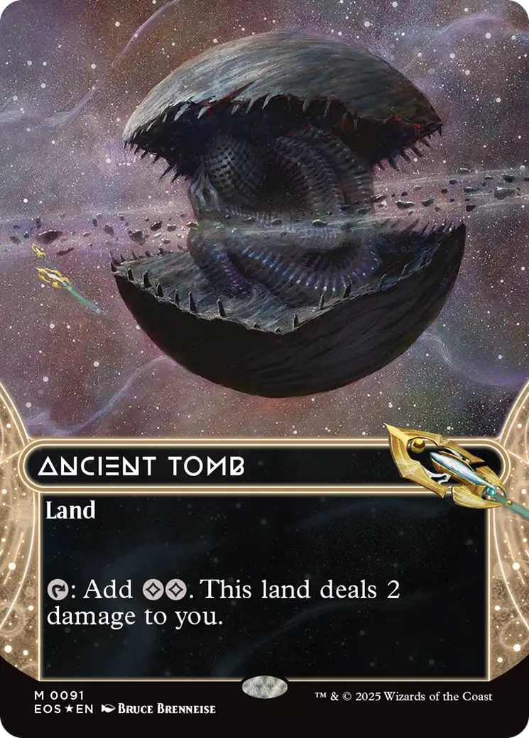 Ancient Tomb (0091) (Borderless) (Galaxy Foil) [Edge of Eternities] | Exor Games Truro