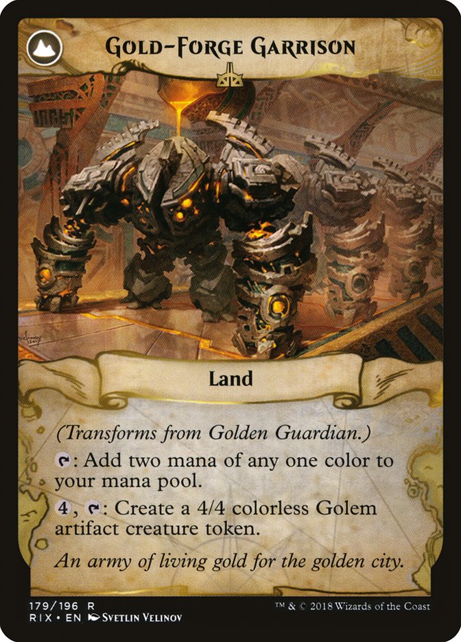 Golden Guardian // Gold-Forge Garrison [Rivals of Ixalan] | Exor Games Truro