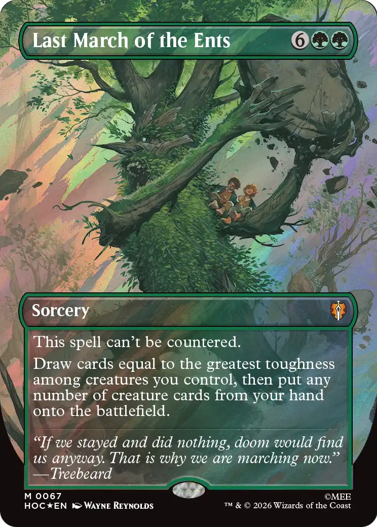Last March of the Ents (Borderless) (Surge Foil) [The Hobbit: Eternal-Legal] | Exor Games Truro