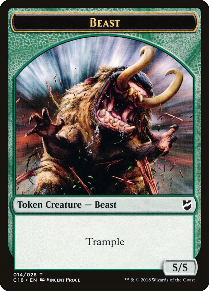 Mask // Beast (014) Double-Sided Token [Commander 2018 Tokens] | Exor Games Truro