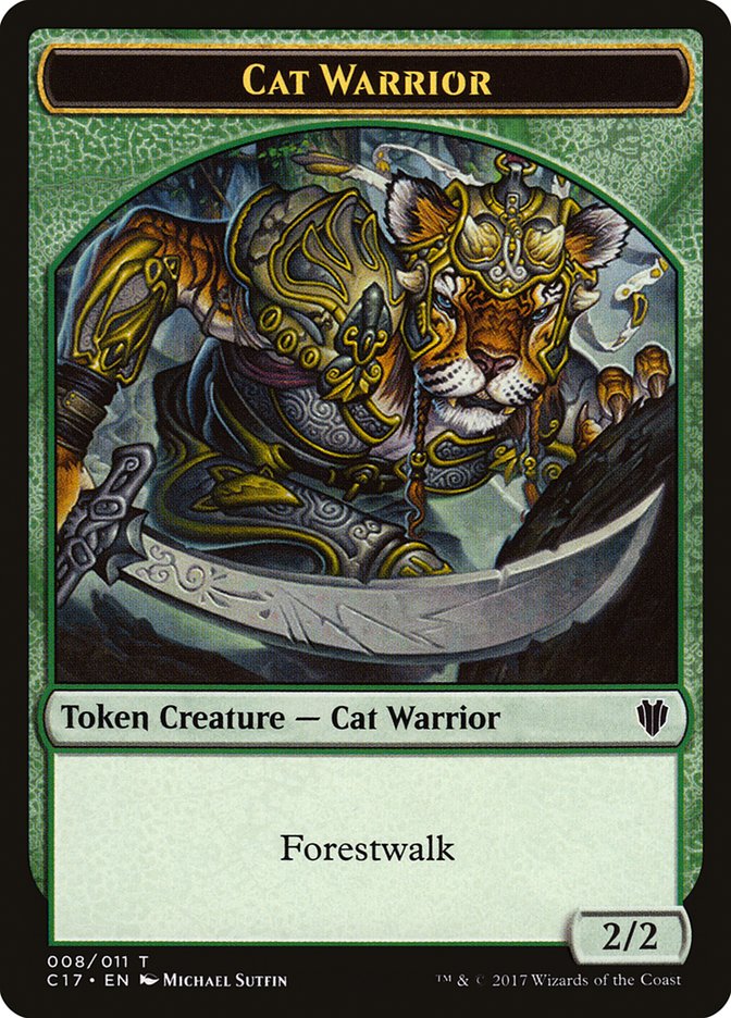 Cat Warrior (008) // Rat (003) Double-Sided Token [Commander 2017 Tokens] | Exor Games Truro