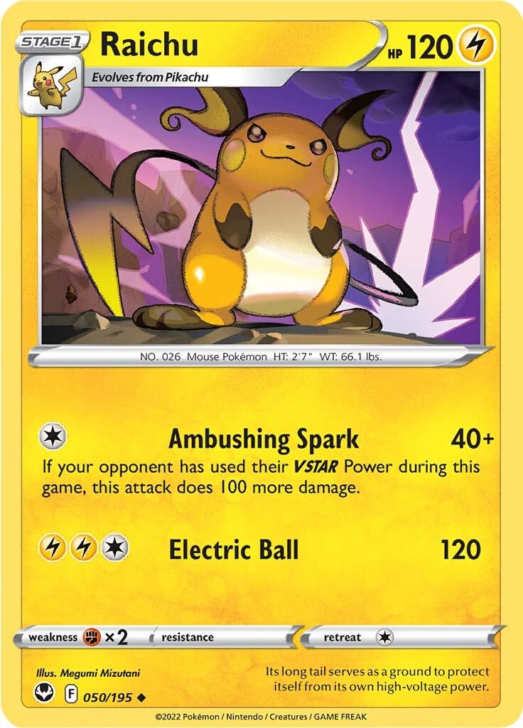 Raichu (050/195) [Sword & Shield: Silver Tempest] | Exor Games Truro