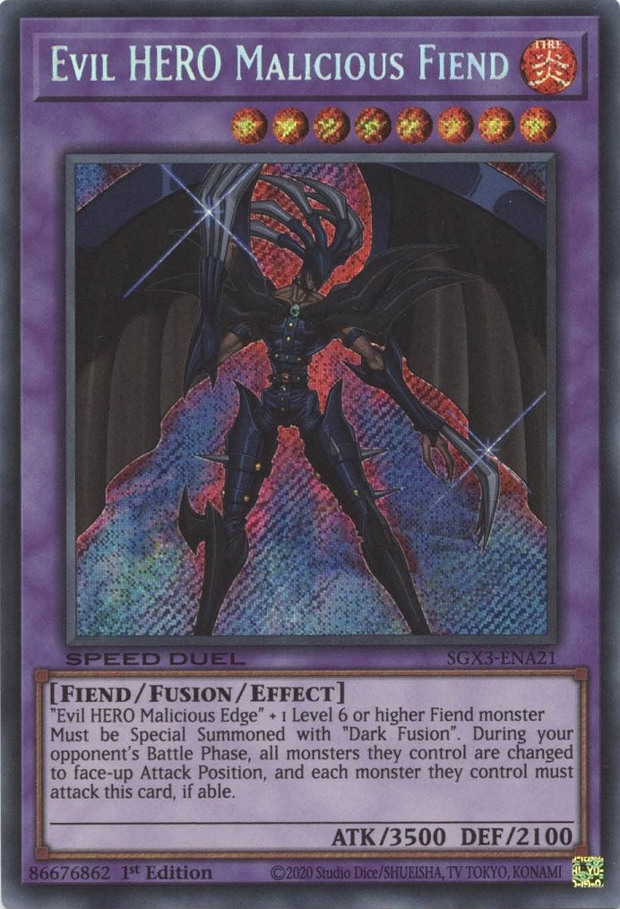 Evil HERO Malicious Fiend [SGX3-ENA21] Secret Rare | Exor Games Truro