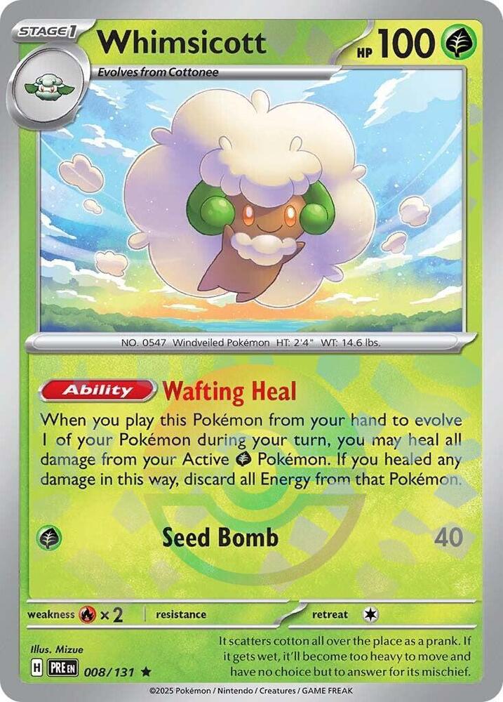 Whimsicott (008/131) (Poke Ball Pattern) [Scarlet & Violet: Prismatic Evolutions] | Exor Games Truro