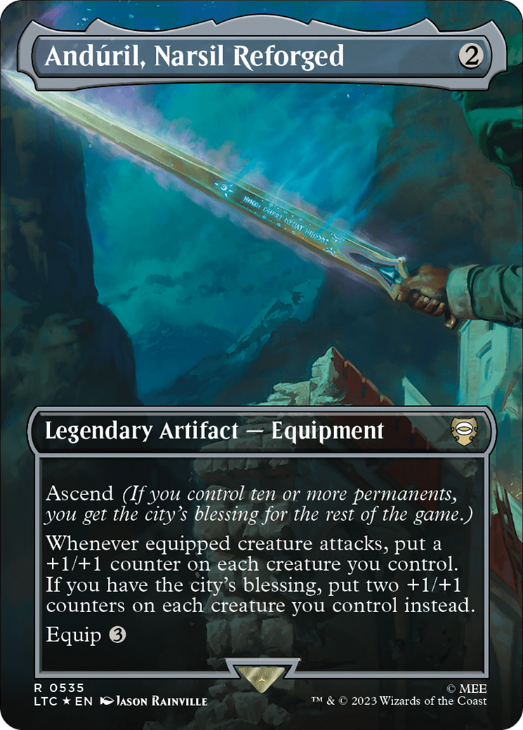 Anduril, Narsil Reforged (Borderless) (Surge Foil) [The Lord of the Rings: Tales of Middle-Earth Commander] | Exor Games Truro