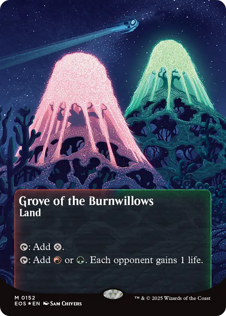 Grove of the Burnwillows (0152) (Borderless) (Galaxy Foil) [Edge of Eternities: Stellar Sights] | Exor Games Truro