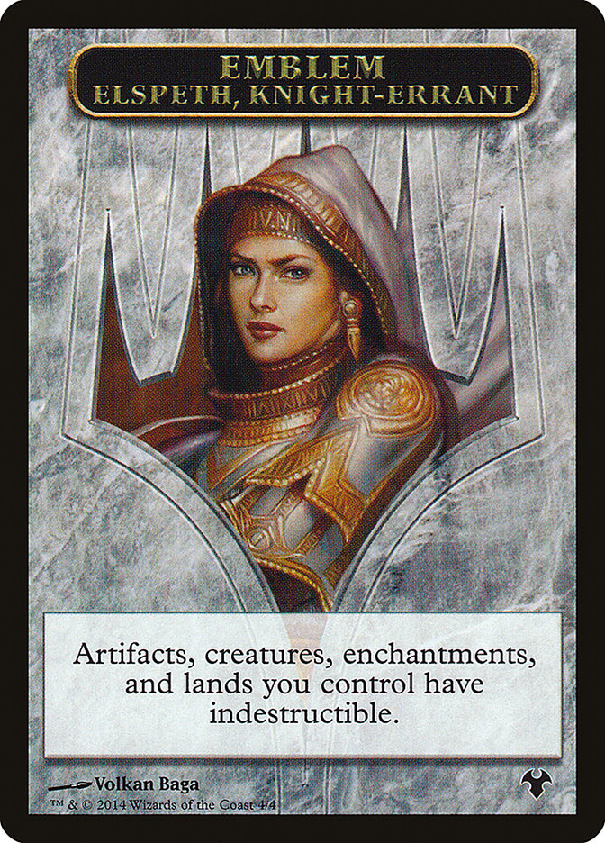 Emblem - Elspeth, Knight-Errant // Soldier Double-Sided Token [Modern Event Deck 2014 Tokens] | Exor Games Truro