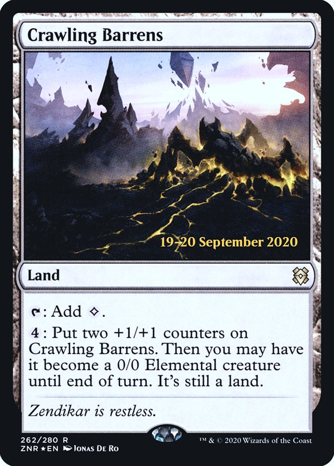 Crawling Barrens [Zendikar Rising Prerelease Promos] | Exor Games Truro