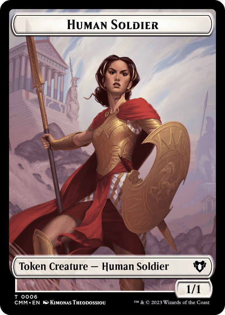 Human Soldier // Dragon (0021) Double-Sided Token [Commander Masters Tokens] | Exor Games Truro