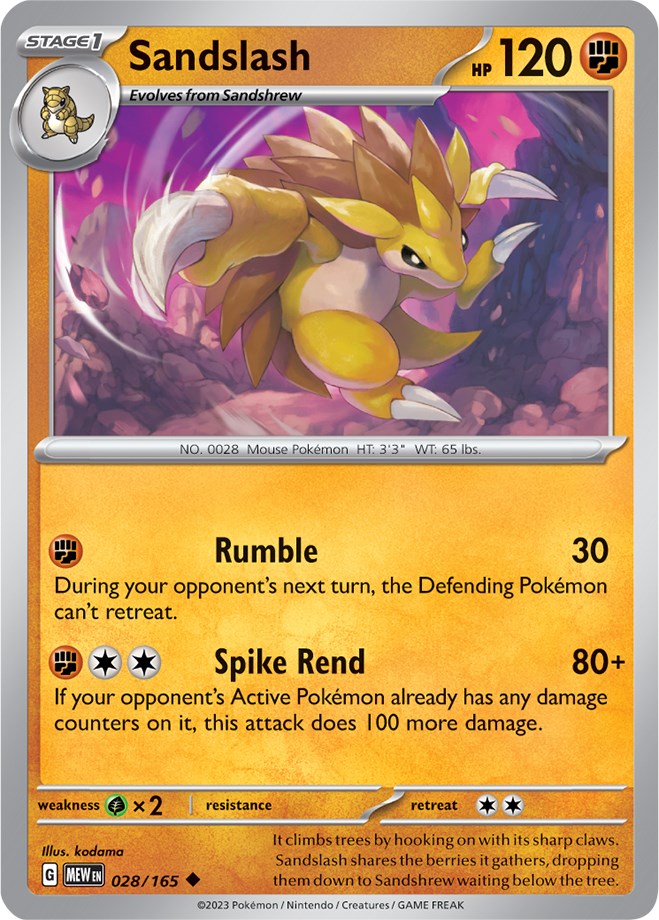 Sandslash (028/165) [Scarlet & Violet: 151] | Exor Games Truro