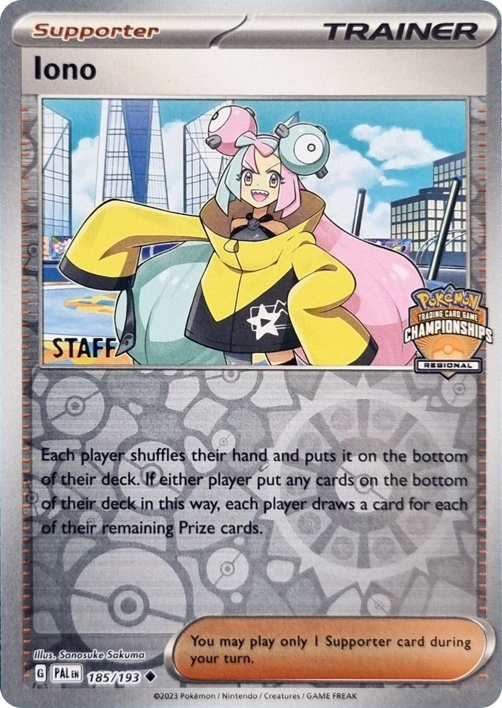 Iono (185/193) (Regional Championships Promo Staff) [League & Championship Cards] | Exor Games Truro