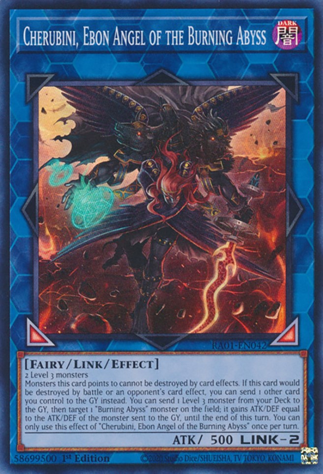 Cherubini, Ebon Angel of the Burning Abyss [RA01-EN042] Super Rare | Exor Games Truro