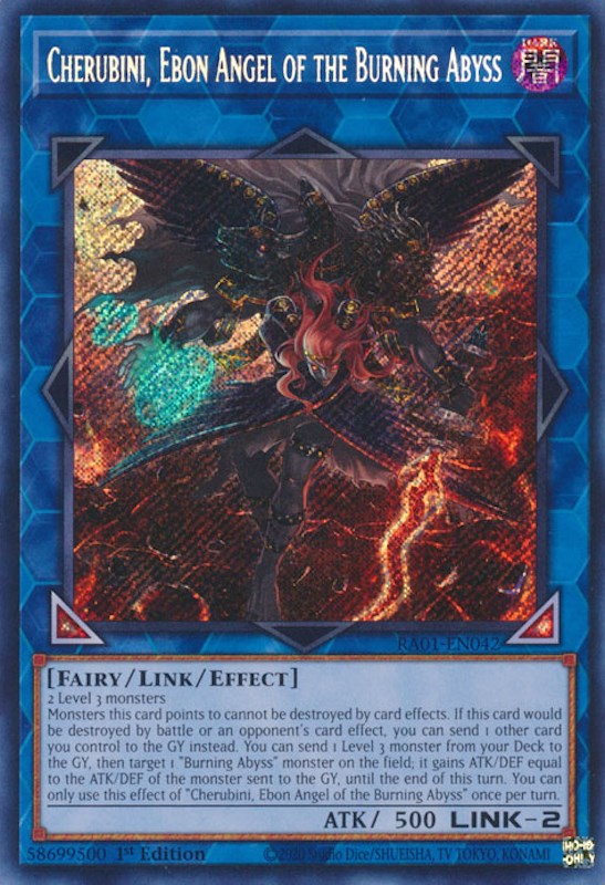 Cherubini, Ebon Angel of the Burning Abyss [RA01-EN042] Secret Rare | Exor Games Truro