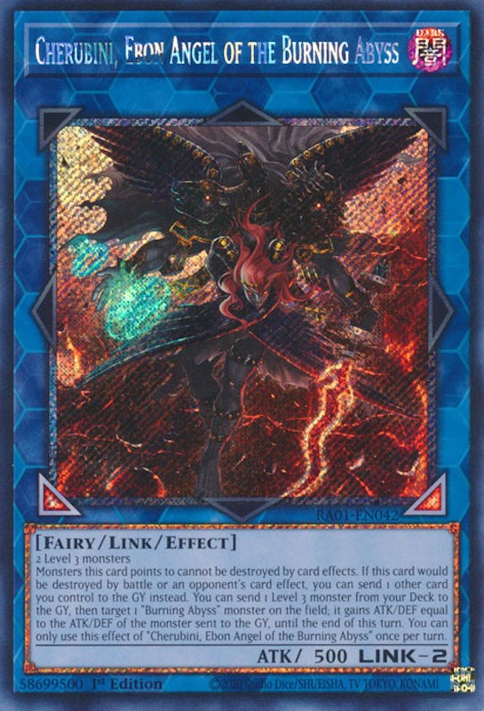 Cherubini, Ebon Angel of the Burning Abyss [RA01-EN042] Platinum Secret Rare | Exor Games Truro